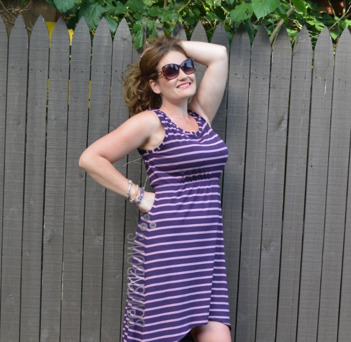 "Plum & Ginger Stripes" jersey knit from L'Ouseau Fabrics